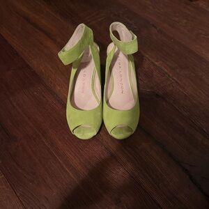 Sacha London Lime Green Wedge Peep-Toe Shoes